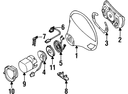 1993 Mercedes-Benz 500SEC Steering Column, Steering Wheel & Trim Diagram 3