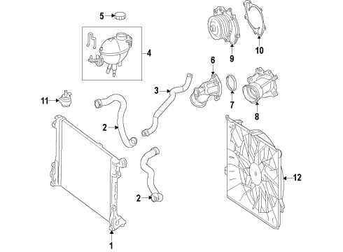 2013 Mercedes-Benz E350 Radiator & Components, Water Pump, Cooling Fan Diagram 4