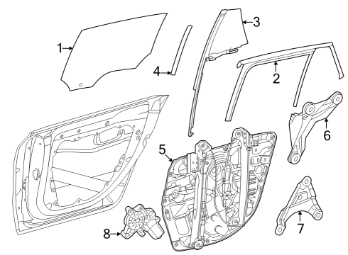 2023 Mercedes-Benz EQE 500 SUV Glass - Rear Door Diagram