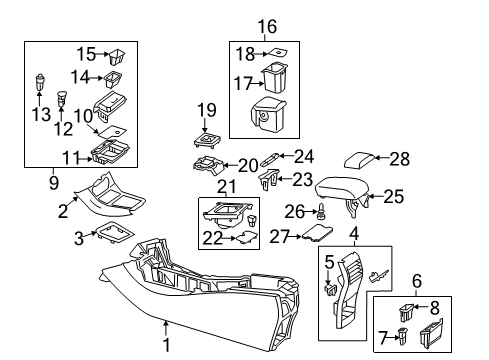 2014 Mercedes-Benz CLA45 AMG Center Console Diagram 1