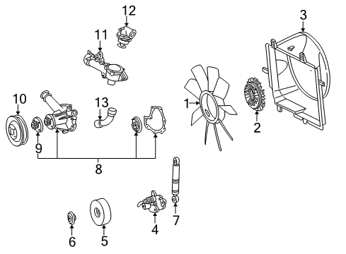 1996 Mercedes-Benz C220 Water Pump, Cooling Fan Diagram