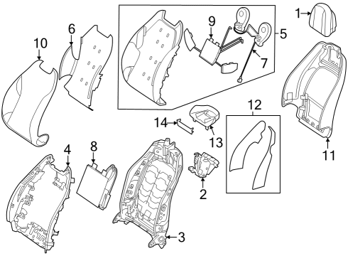 2024 Mercedes-Benz EQS 450+ SUV Driver Seat Components Diagram 1