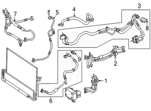 2022 Mercedes-Benz EQS 580 A/C Condenser, Compressor & Lines Diagram 1