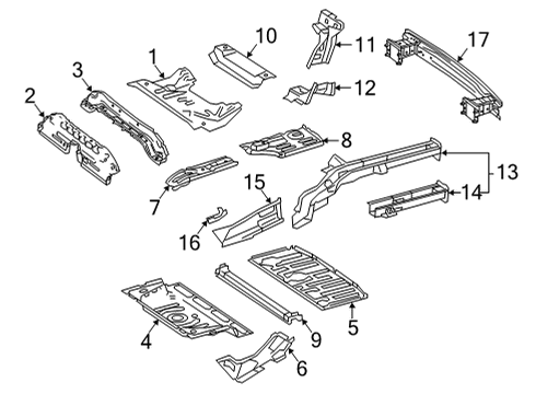 2021 Mercedes-Benz GLA250 Rear Floor & Rails Diagram