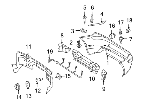 Bumper Cover Diagram for 171-885-04-25-9999