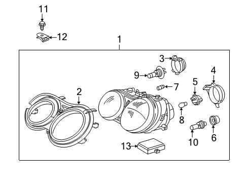 2004 Mercedes-Benz CL600 Bulbs Diagram