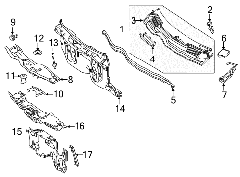 2018 Mercedes-Benz Metris Cowl Diagram