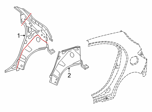 Inner Quarter Panel Diagram for 156-630-13-00