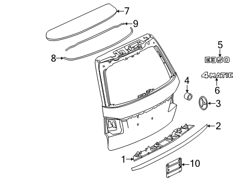 2013 Mercedes-Benz E63 AMG Exterior Trim - Lift Gate Diagram