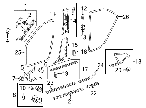 Windshield Pillar Trim Diagram for 212-690-59-25-8S63