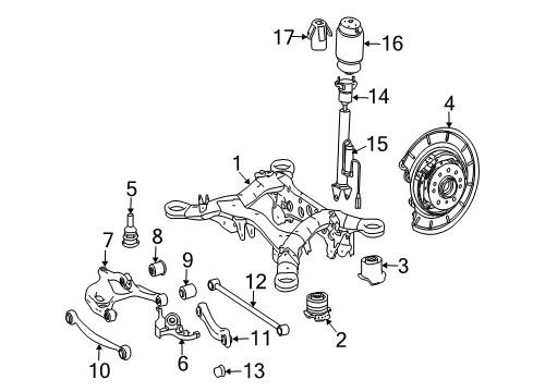 2009 Mercedes-Benz GL450 Rear Suspension, Control Arm Diagram 1