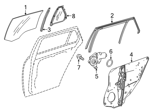 2012 Mercedes-Benz E350 Rear Door - Glass & Hardware Diagram 2