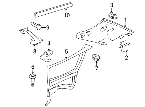 Upper Quarter Trim Clip Diagram for 011-988-10-78