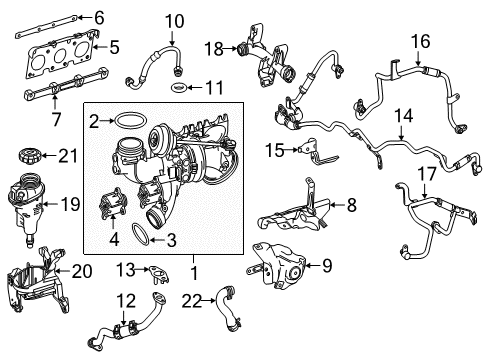 2017 Mercedes-Benz GLE43 AMG Turbocharger, Engine Diagram 1