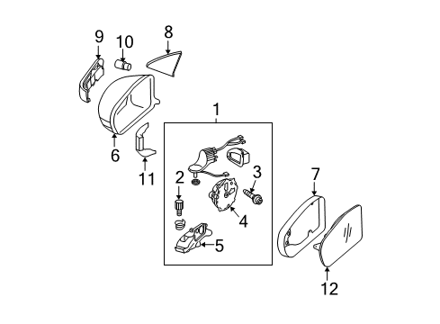 Mirror Housing Diagram for 211-810-08-64-9775