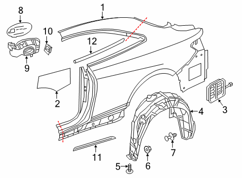 2019 Mercedes-Benz S65 AMG Quarter Panel & Components, Exterior Trim, Body Diagram 3