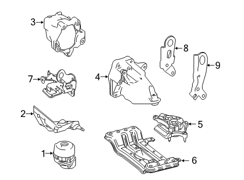 2015 Mercedes-Benz GLK250 Engine & Trans Mounting Diagram