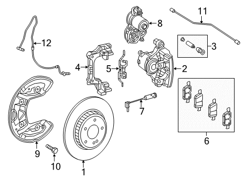 2017 Mercedes-Benz C63 AMG S Rear Brakes Diagram 1