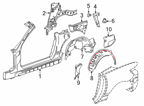 Inner Wheelhouse Diagram for 172-630-03-69