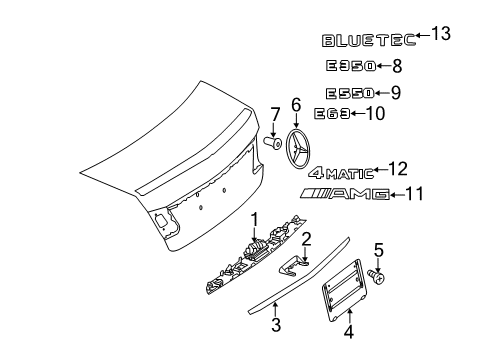 2013 Mercedes-Benz E350 Exterior Trim - Trunk Lid Diagram 3