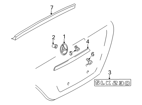 2001 Mercedes-Benz SLK320 Exterior Trim - Trunk Lid Diagram