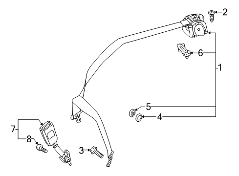 2021 Mercedes-Benz E450 Seat Belt, Body Diagram 2