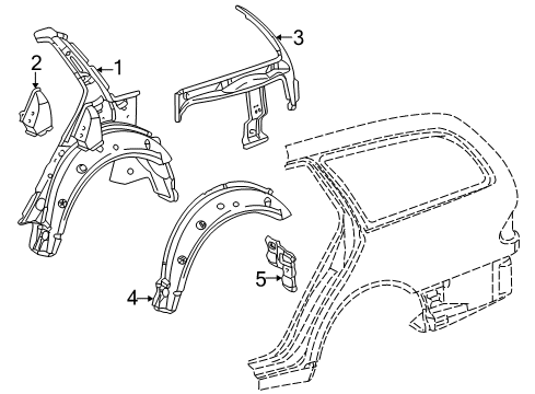 1998 Mercedes-Benz E320 Quarter Panel - Inner Structure Diagram 2