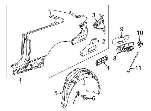 2022 Mercedes-Benz E53 AMG Quarter Panel & Components Diagram 2