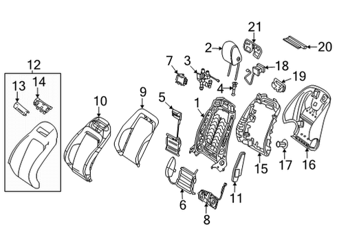 2021 Mercedes-Benz AMG GT 43 Driver Seat Components Diagram 3