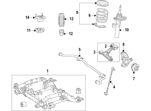 2022 Mercedes-Benz GLA35 AMG Front Suspension Components, Lower Control Arm, Stabilizer Bar Diagram 1