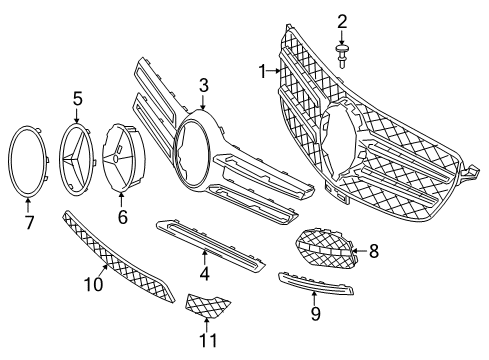 2017 Mercedes-Benz GLE400 Grille & Components Diagram 2