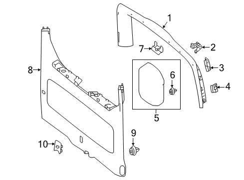 2017 Mercedes-Benz Metris Interior Trim - Lift Gate Diagram