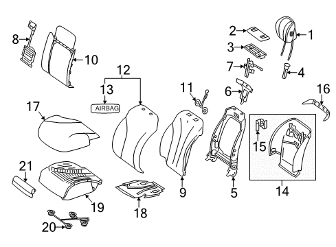 Seat Back Pad Diagram for 222-910-73-11