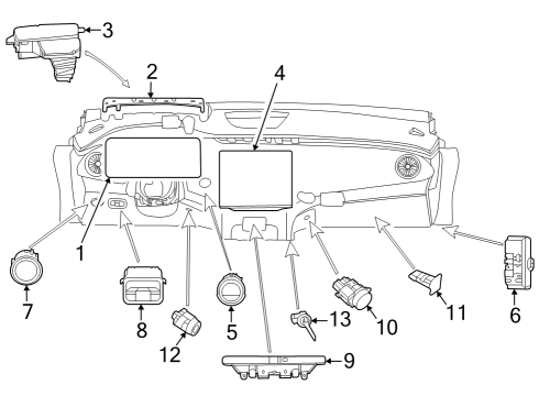 2024 Mercedes-Benz EQE 350+ Cluster & Switches, Instrument Panel Diagram 3