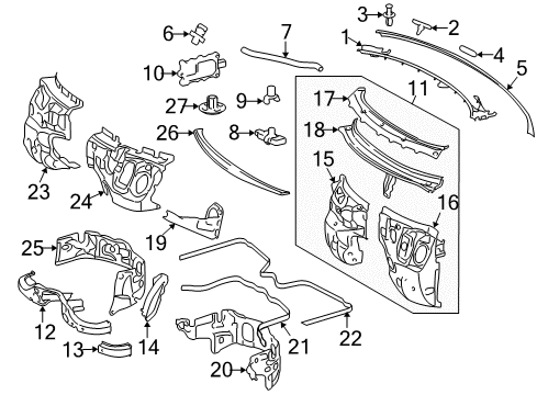 2009 Mercedes-Benz CLS63 AMG Cowl Diagram