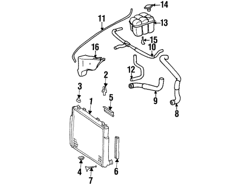 1995 Mercedes-Benz S500 Radiator & Components Diagram