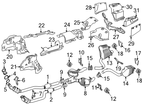 Converter & Pipe Bracket Diagram for 231-492-20-41