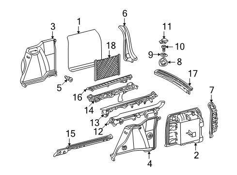 Pillar Trim Diagram for 203-690-10-40-8G76