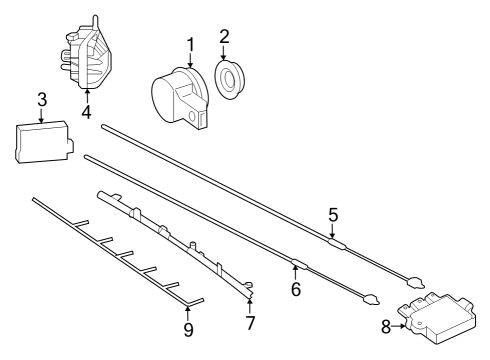 2024 Mercedes-Benz EQS 450+ SUV Electrical Components - Rear Bumper Diagram 2