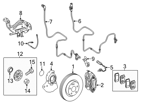 2012 Mercedes-Benz CL63 AMG Brake Components, Brakes Diagram 1