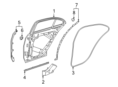 2019 Mercedes-Benz E300 Rear Door, Body Diagram