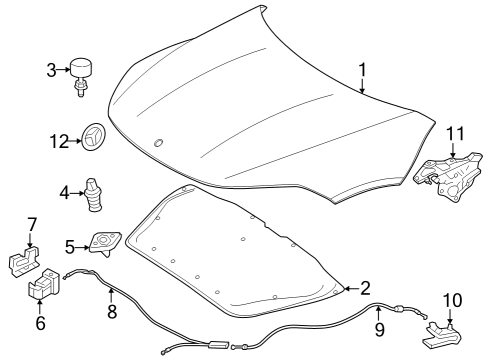 2024 Mercedes-Benz EQS 580 SUV Hood & Components, Exterior Trim - Interior & Exterior Trim Diagram