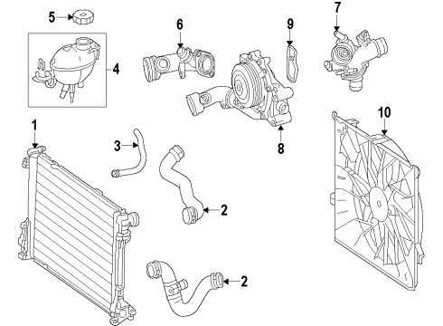 2013 Mercedes-Benz GLK250 Radiator & Components, Water Pump, Cooling Fan Diagram 2