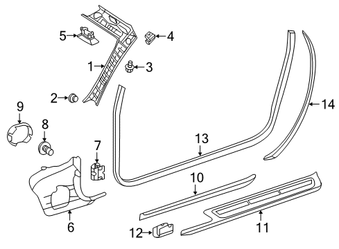 2018 Mercedes-Benz SLC300 Interior Trim - Pillars Diagram