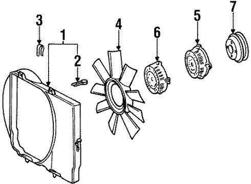 1993 Mercedes-Benz 500SEC Cooling System, Radiator, Water Pump, Cooling Fan Diagram 1