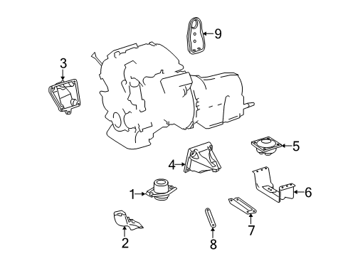 2009 Mercedes-Benz ML550 Engine & Trans Mounting Diagram