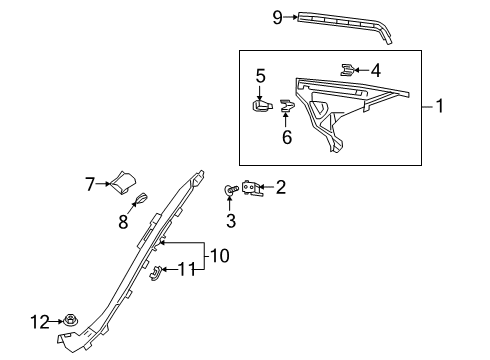 Upper Quarter Trim Diagram for 257-690-16-00-9K30