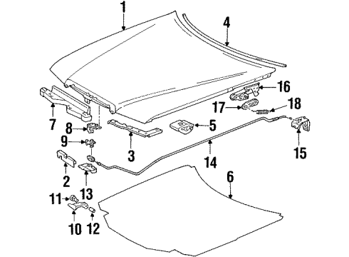 1993 Mercedes-Benz 400E Hood & Components, Body Diagram