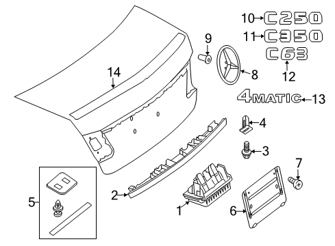 2012 Mercedes-Benz C63 AMG Exterior Trim - Trunk Lid Diagram