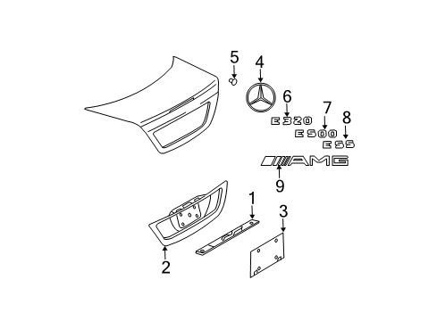 2007 Mercedes-Benz E350 Exterior Trim - Trunk Lid Diagram